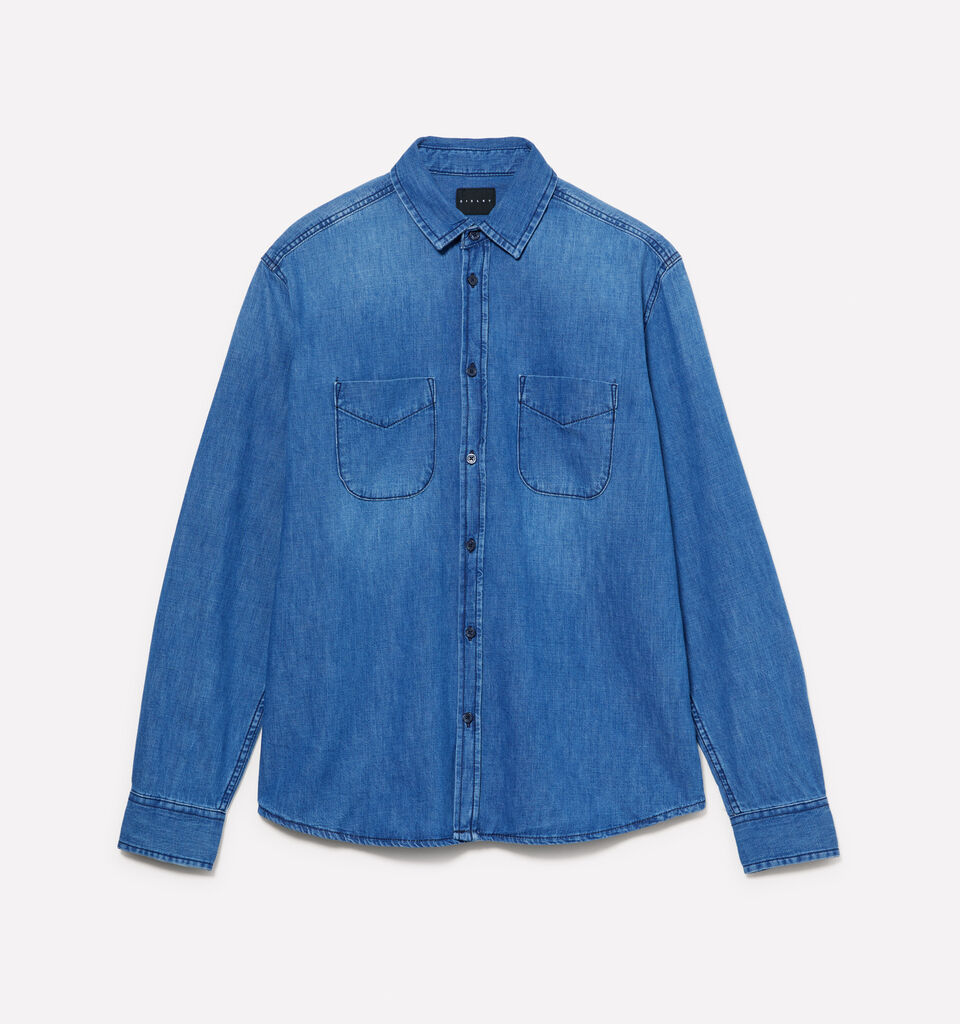 Blue regular fit denim shirt - men's regular fit shirts - Blue | Sisley image number 6